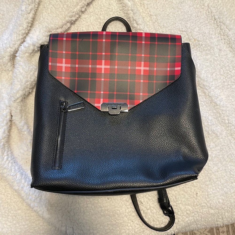 Steve Madden Plaid and Black Backpack NWOT